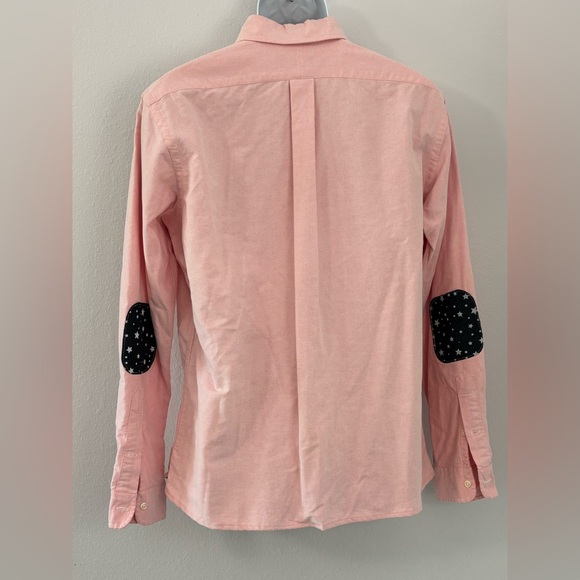 RALPH LAUREN Pink Button Down Cotton Shirt Navy Elbow Patches (w/Stars) Size M - Picture 2 of 7